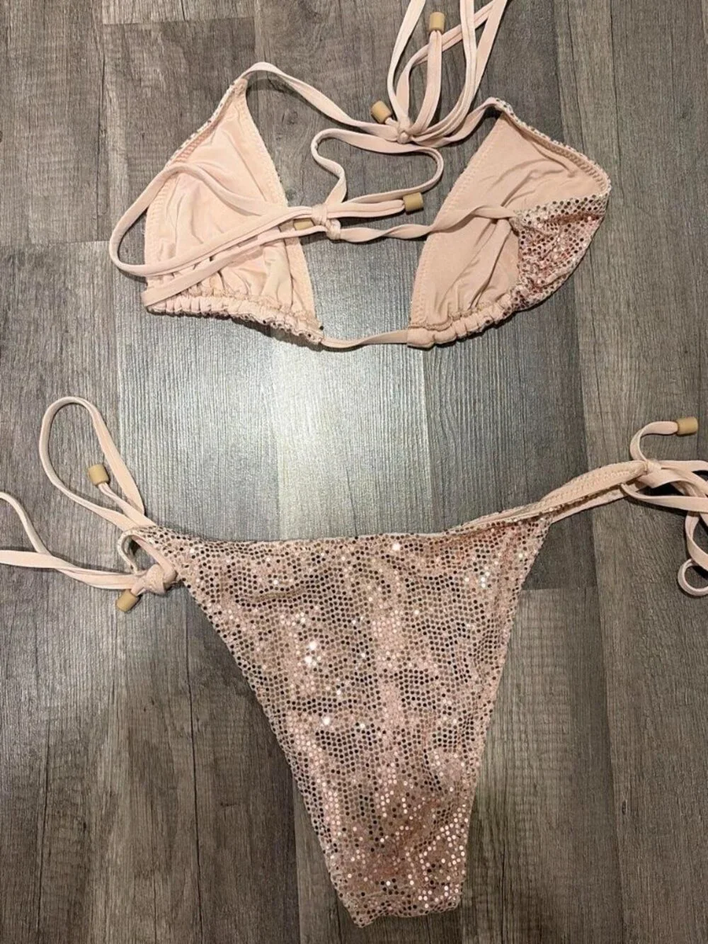 Skims Gold Sequin Bikini